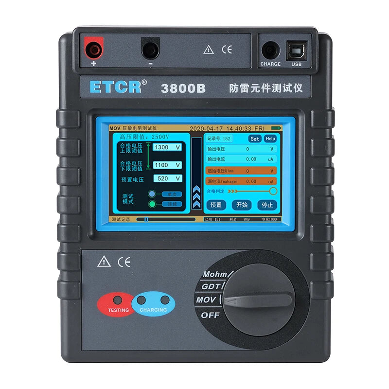 ETCR 3800B Lightning Protection Component Tester - MOV Voltage Sensitive Resistor Tester - SPD Electrical Surge Protector