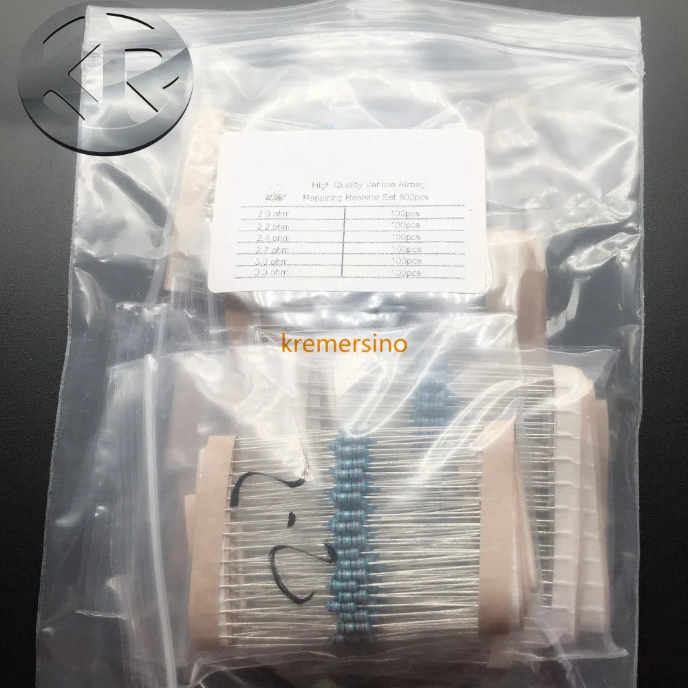 Resistor set for Vehicle Airbag Repairing 2ohm 2.2ohm 2.4ohm 2.7ohm 3.0ohm 3.3ohm 600 pieces of resistor