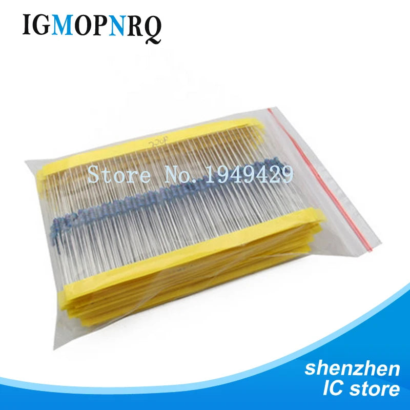 600PCS 1/4W Metal Film Resistor Kit box 1% Resistor Assorted Kit Set 10R -1M Ohm Resistance Pack 30 Values each 20 pcs