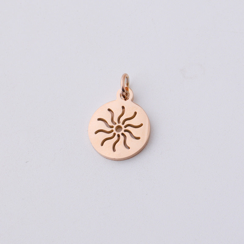 12*17mm round hollow sun full polished small pendant DIY stainless steel accessories with hanging ring 0.8*5mm