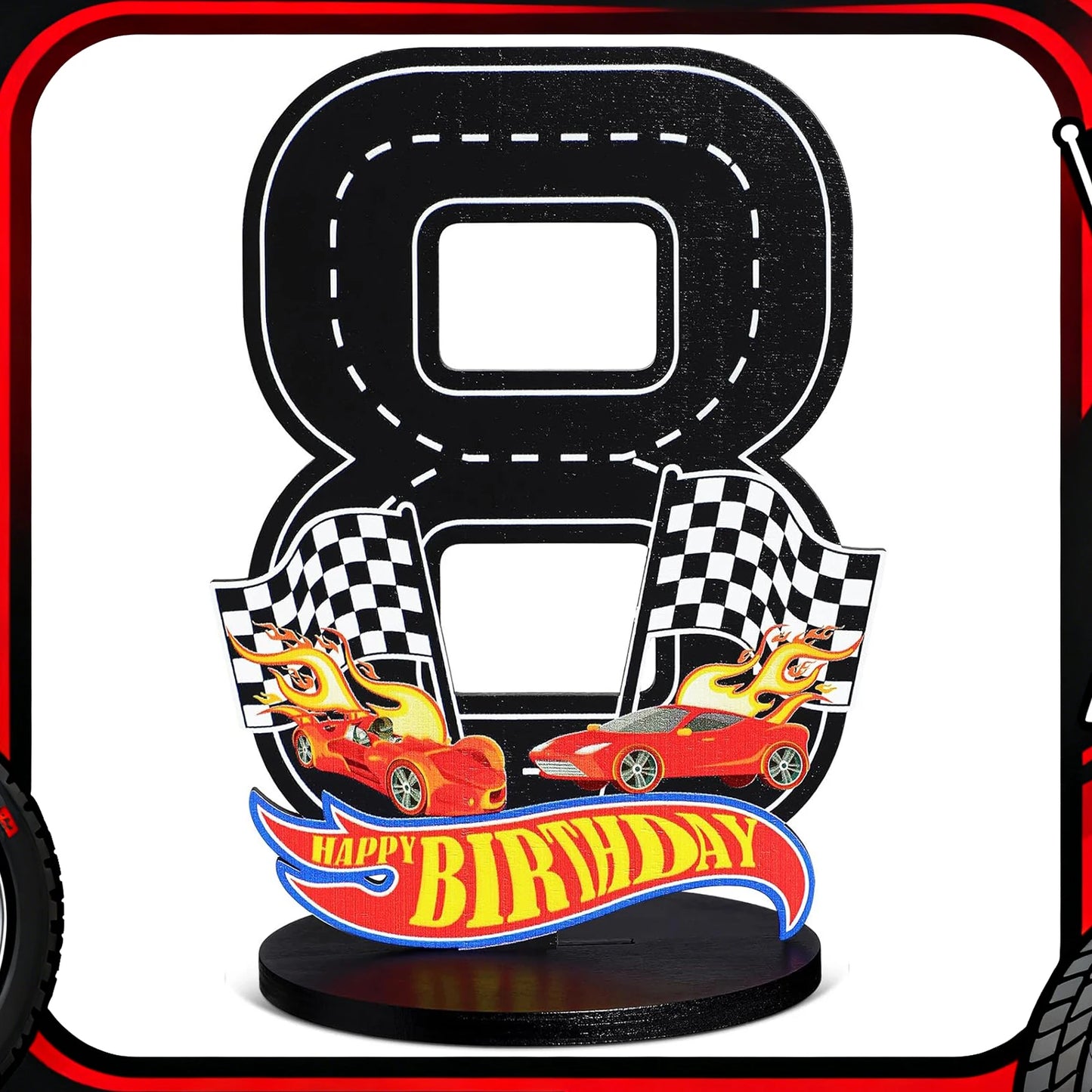 1pcs Race Car 1-9th Birthday Number Sign Centerpiece Race Car Theme Birthday Party Supplies Wooden Table Decoration Photo Props