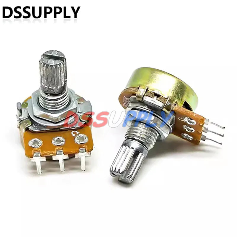 5 Set WH148 15mm 3-Pin Linjär Potentiometer Resistor 1K 2K 5K 10K 20K 50K 100KΩ Ohm för Arduino med AD2 Vit Ratt
