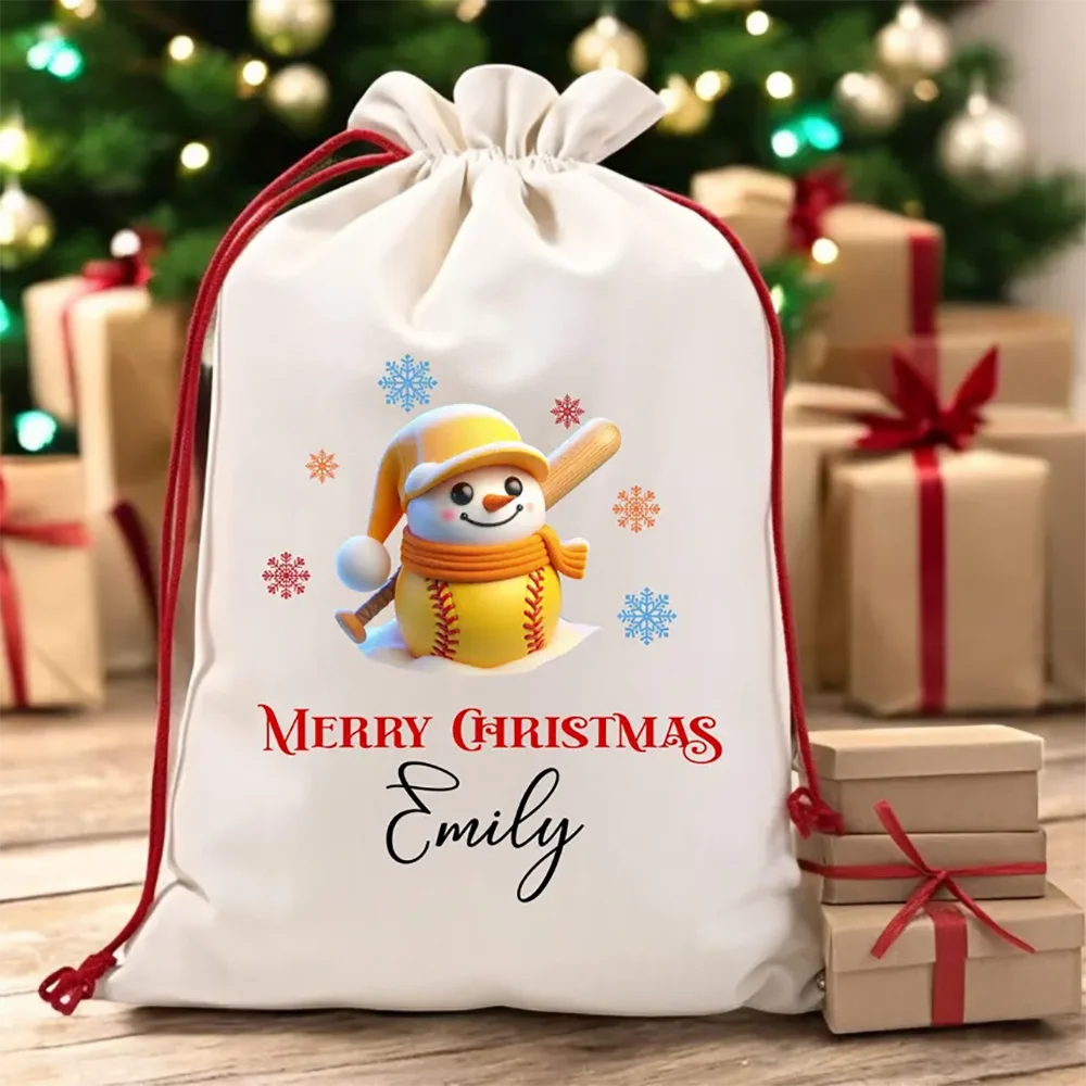 Personalized 30x40 cm Soccer Gift Bags custom name Christmas Eve Bag Sack for Christmas Presents Sports Gift for Kids decoration
