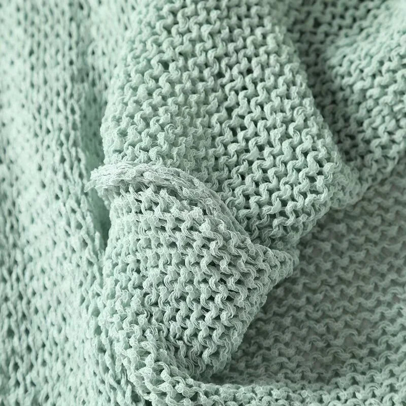 KEYANKETIAN 2024 Autumn New Women's Light green Sweater Simple style O-Neck Long Sleeve Soft Loose Pullover Cropped Knitted Top