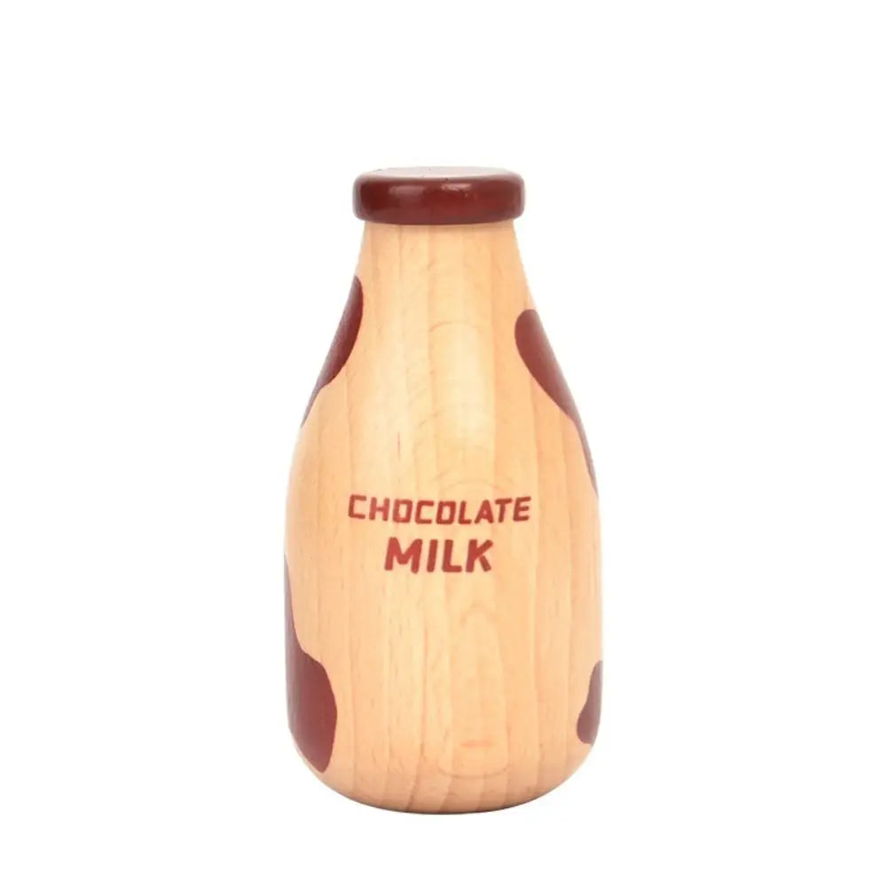 Pretend Play Drink Bottle Toy Strawberry Milk Imitation Game Kitchen Food Toys Simulation Educational Wooden Milk Drink Kids Toy