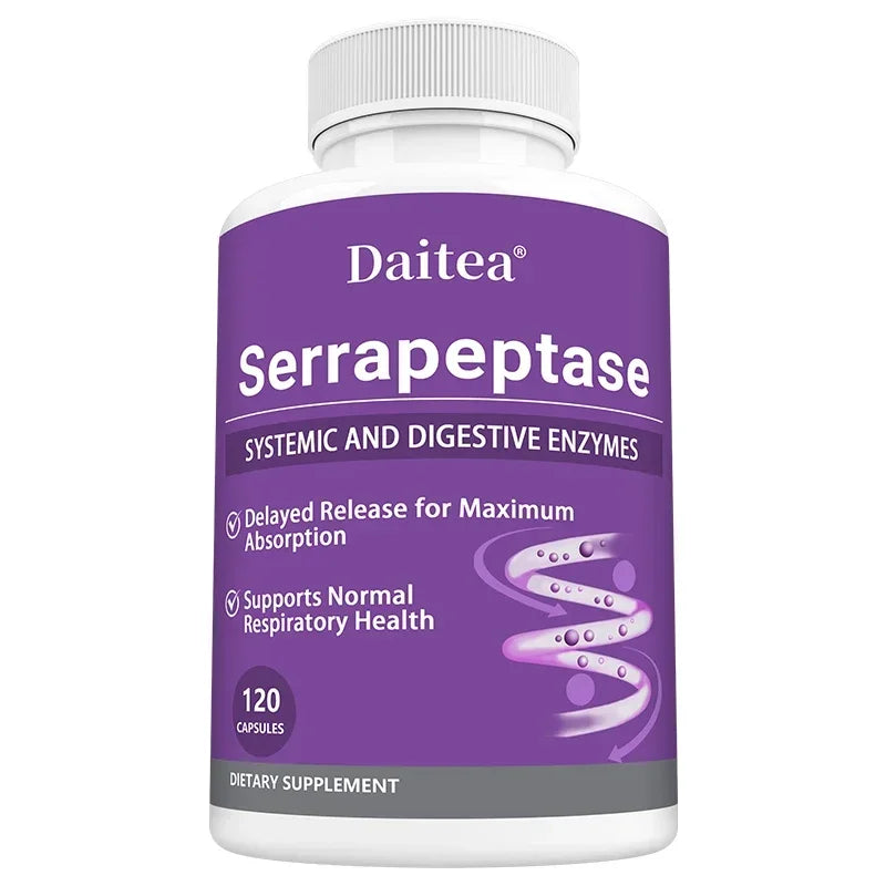 Serrapeptase with Digestive Enzyme, Extra Strength Supplement, Supports Healthy Cellular Function, Gut Health, Digestion