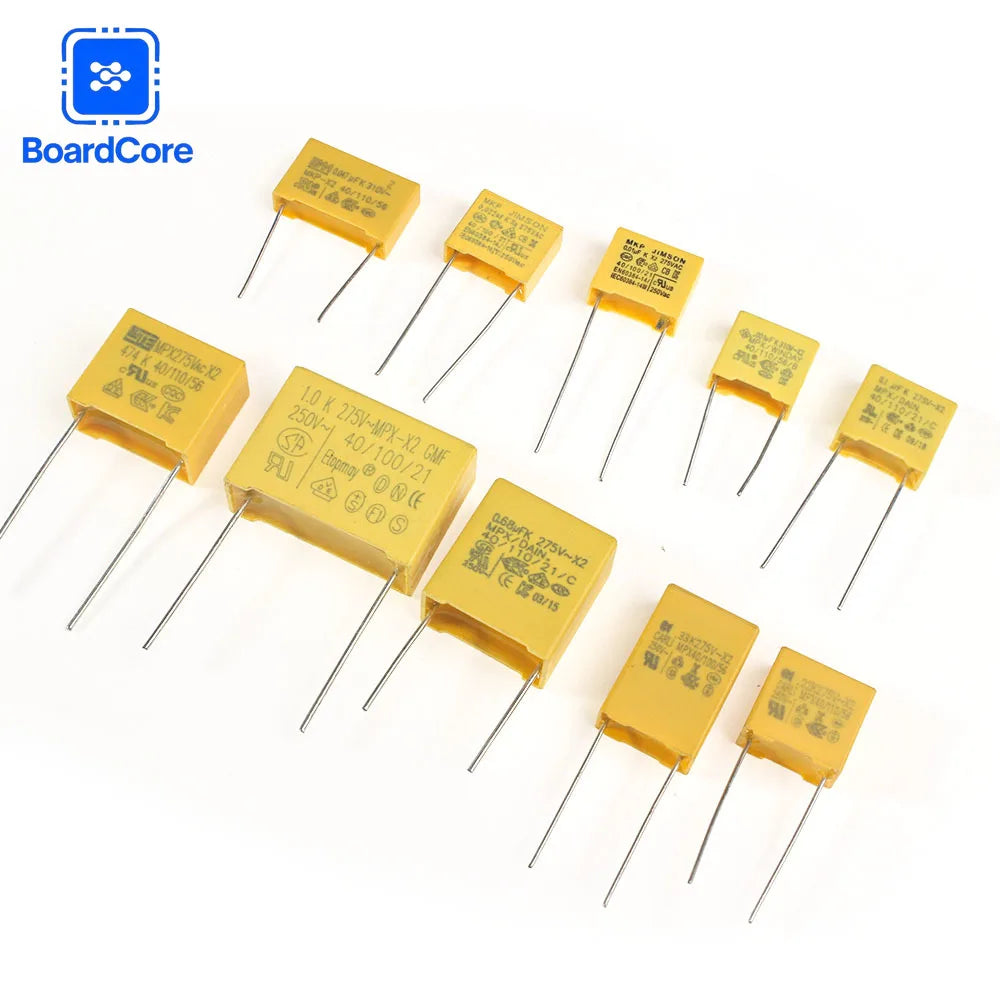 50PCS Polyester Film Capacitors Assortment Kit 102K~105K 0.047μF-1μF 275VAC X2 Safety Capacitor Assorted Pack