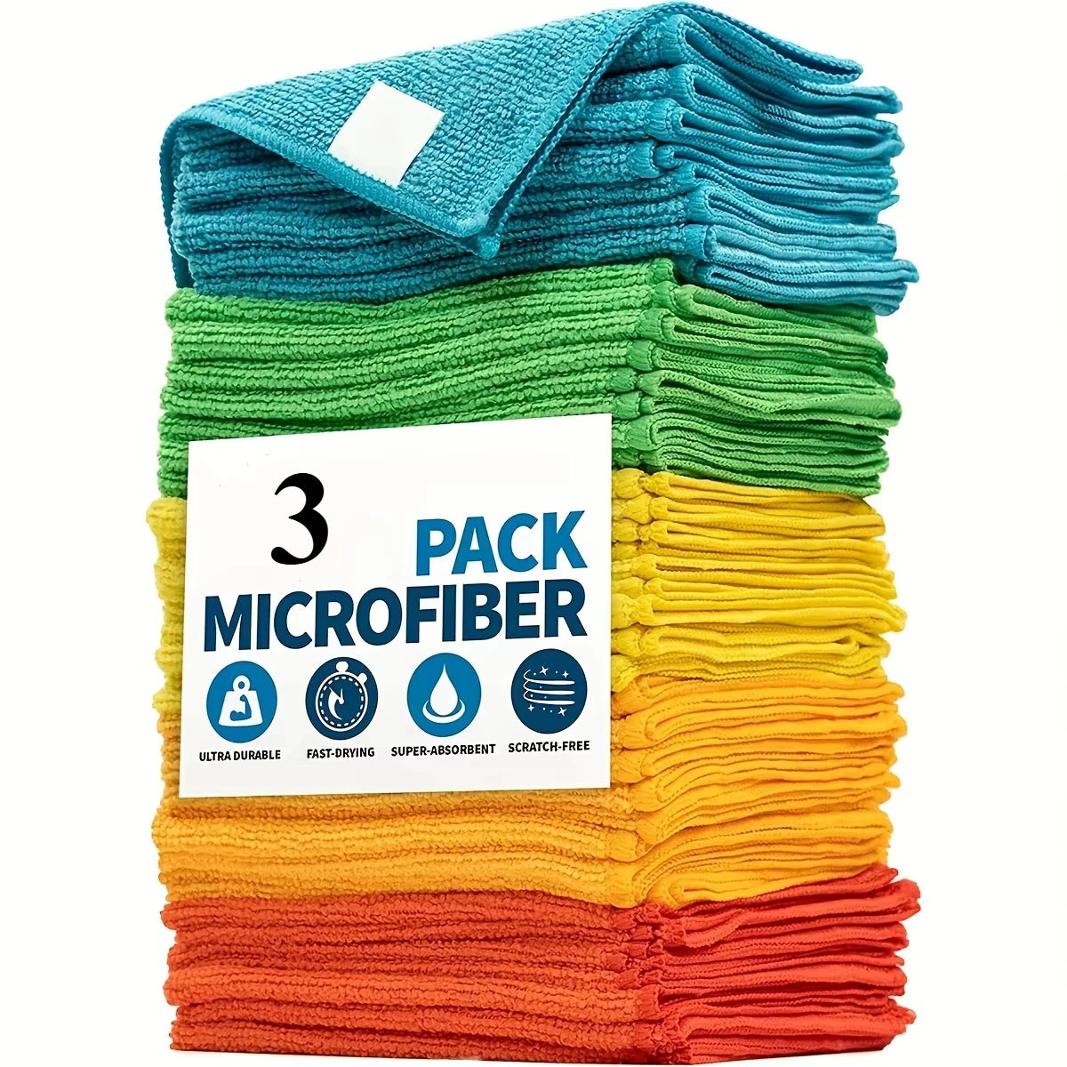 10/5/3pcs Microfiber Cleaning Cloth, Dishwashing Cloth Household Rag Kitchen Bathroom Cleaning Towel Durable Absorbent Towel