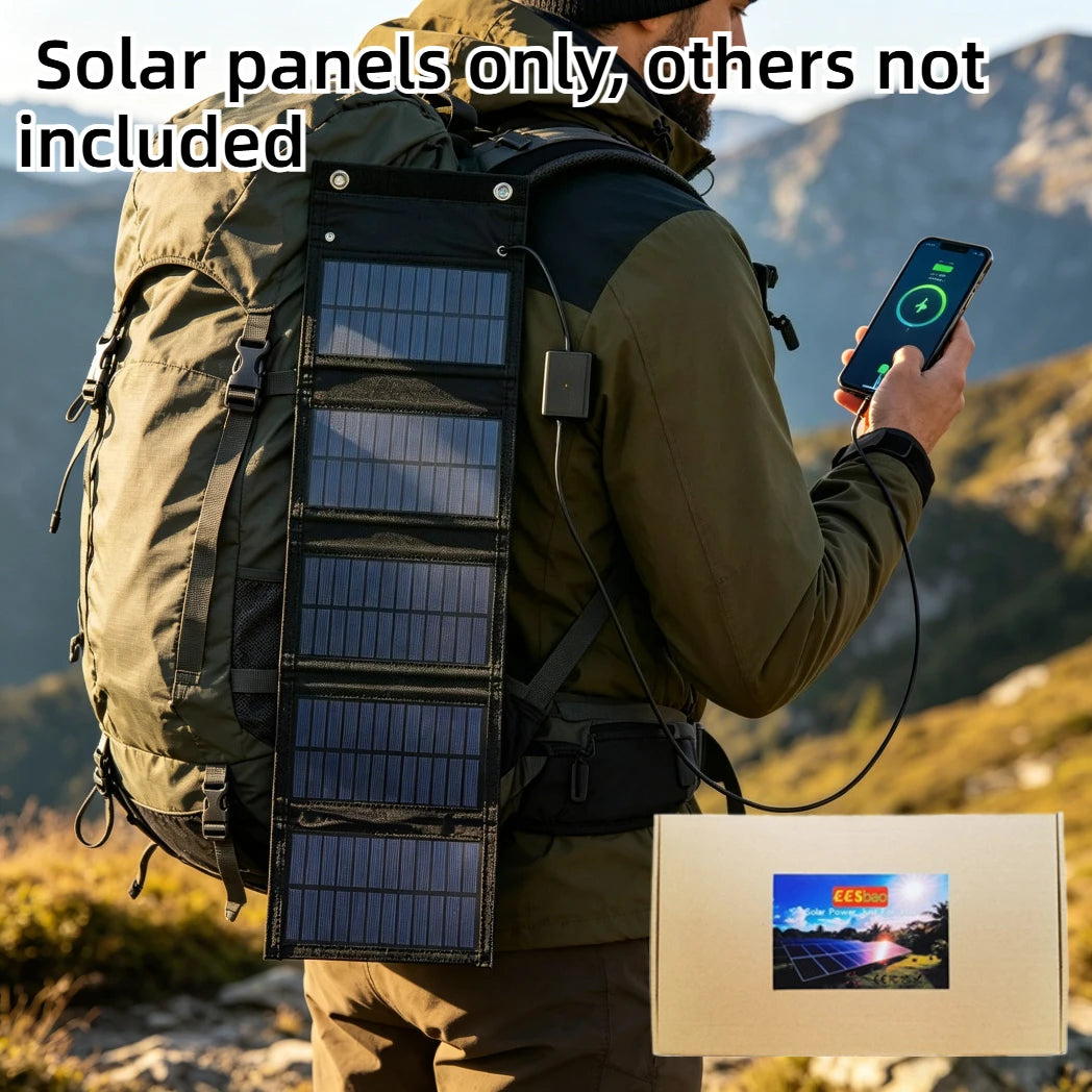 EESbao 25W-100W Energy Efficient Foldable Solar Panel 5V USB Waterproof for Outdoor Wild Adventure Power Supply