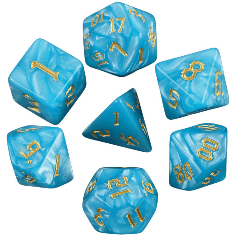 DND 7pcs Polyhedral Dice Set Pearl Swirl for Role Playing Table Games Party Supplies