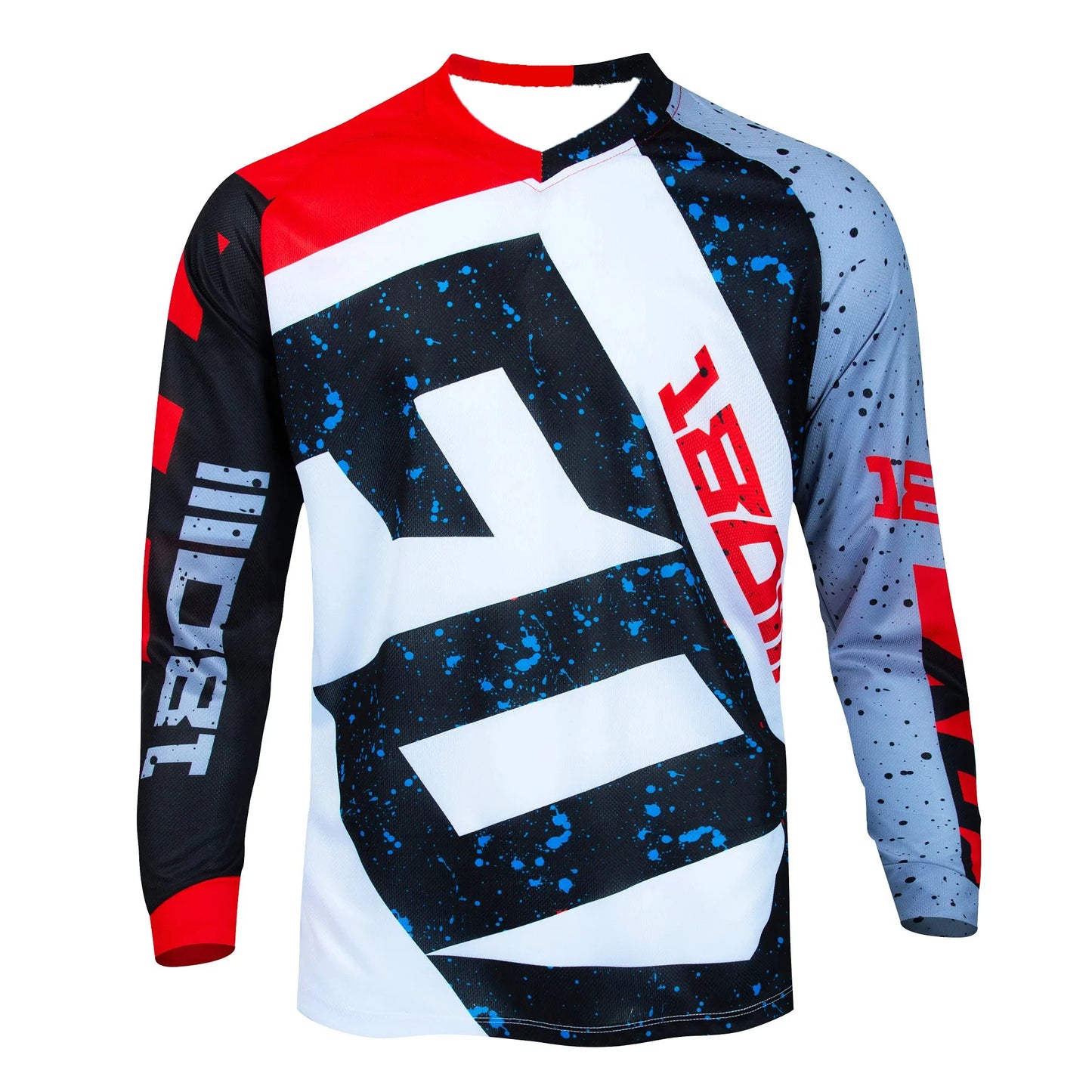 Men's Letter Pattern Long Sleeve Cycling Jersey Mtb Motocross off Road Top Breathable Loose Fit Dirt Bike Riding Cycling Top