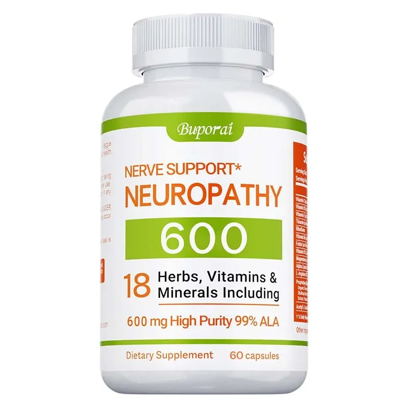 Neuropathy Support Supplement 600mg - Reduces Stress, Promotes Nerve Health and Brain Function, Cellular Energy, Non-GMO