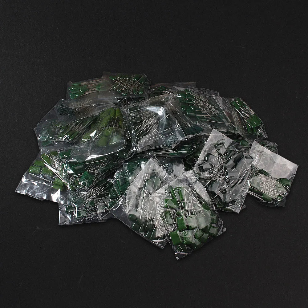 150/180/620PCS Polyester Film Capacitor Kit 100V 1nF 1.5nF 2.2nF 100nF 2A102J 2A471J 2A222J 2A392J 2A332J 2A472J 2A103J 2A473J