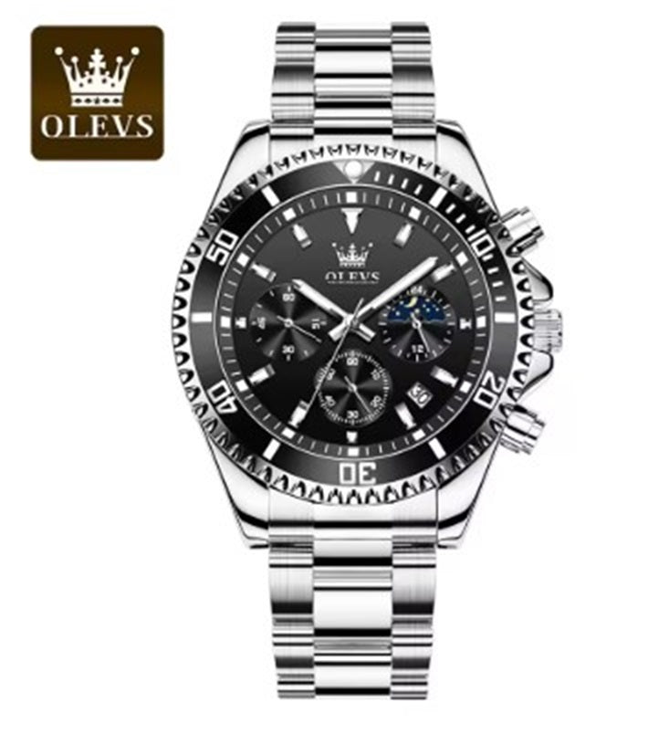 OLEVS Men Watch Stainless Steel Waterproof Luiminous Business Fashion Luxury Men's Watch Date Moon Phase Quartz Watches For Men