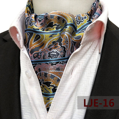 Factory wholesale men's scarf new cashew flower jacquard polyester British suit shirt collar scarf business scarf