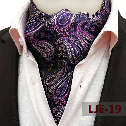 Factory wholesale men's scarf new cashew flower jacquard polyester British suit shirt collar scarf business scarf