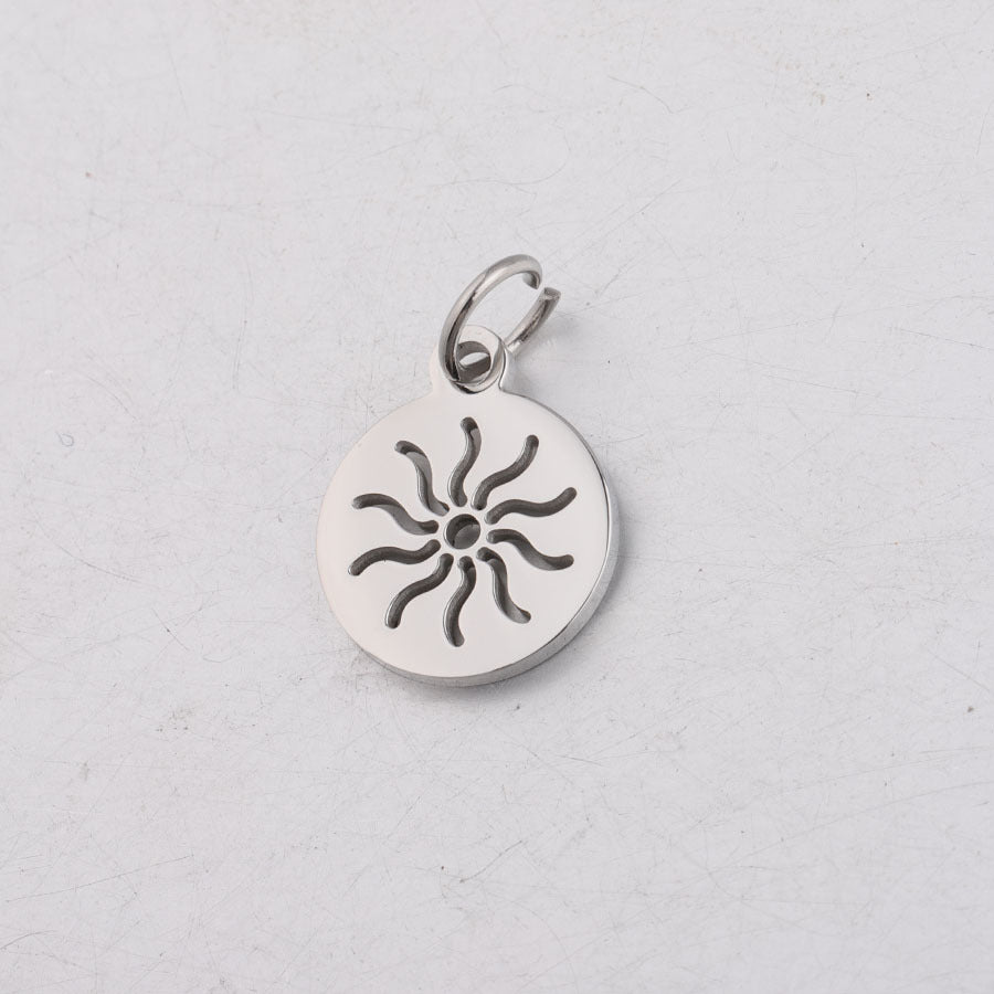 12*17mm round hollow sun full polished small pendant DIY stainless steel accessories with hanging ring 0.8*5mm