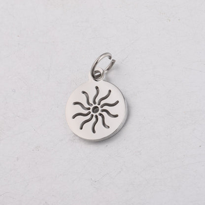 12*17mm round hollow sun full polished small pendant DIY stainless steel accessories with hanging ring 0.8*5mm