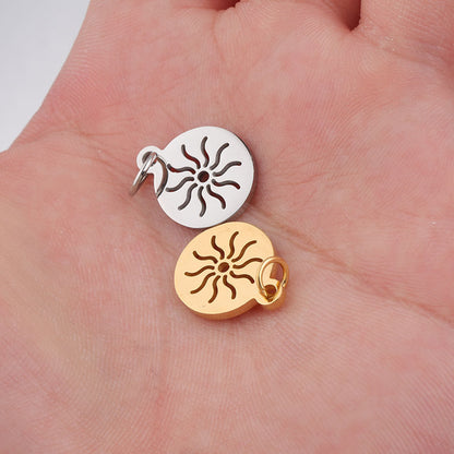 12*17mm round hollow sun full polished small pendant DIY stainless steel accessories with hanging ring 0.8*5mm