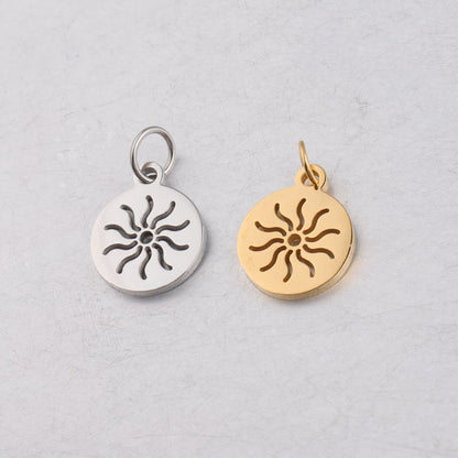 12*17mm round hollow sun full polished small pendant DIY stainless steel accessories with hanging ring 0.8*5mm