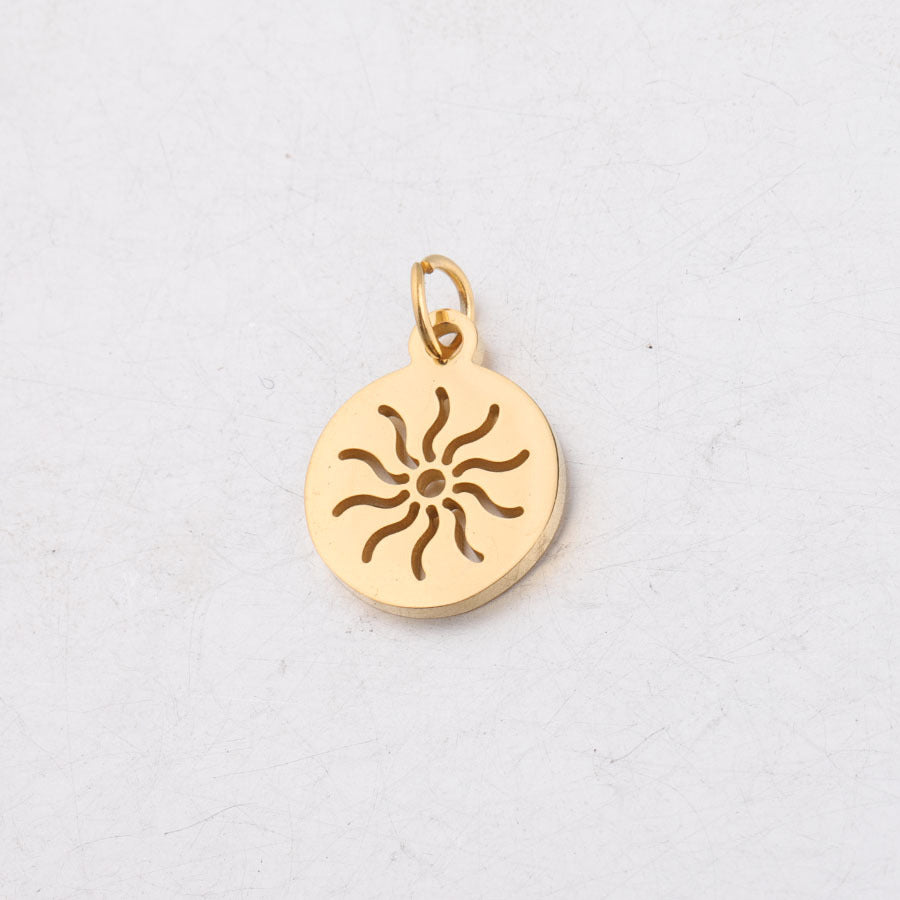 12*17mm round hollow sun full polished small pendant DIY stainless steel accessories with hanging ring 0.8*5mm