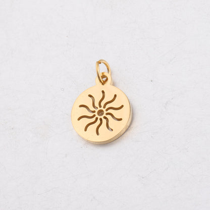 12*17mm round hollow sun full polished small pendant DIY stainless steel accessories with hanging ring 0.8*5mm