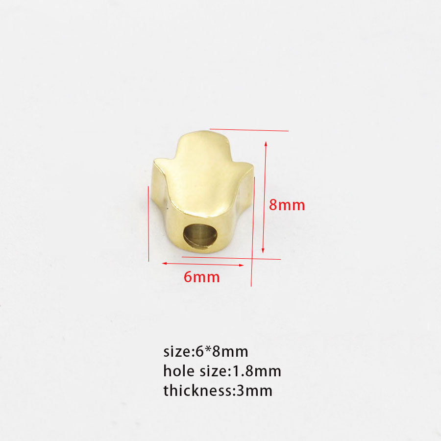 in stock Stainless Steel Mirror Hamsa Hand Small Hole Bead Accessories DIY Palm 1.8mm Aperture 6*8mm