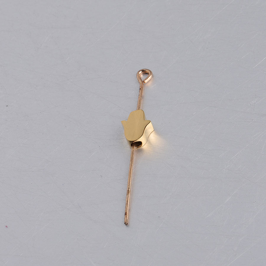 in stock Stainless Steel Mirror Hamsa Hand Small Hole Bead Accessories DIY Palm 1.8mm Aperture 6*8mm