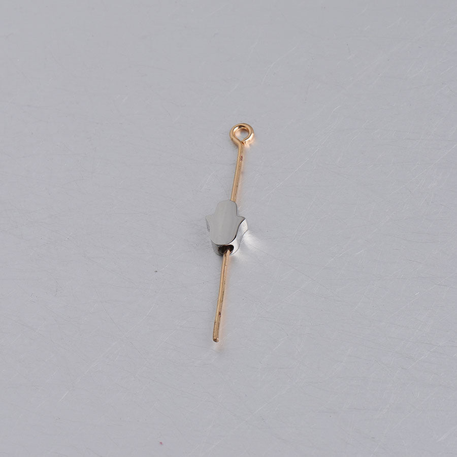 in stock Stainless Steel Mirror Hamsa Hand Small Hole Bead Accessories DIY Palm 1.8mm Aperture 6*8mm