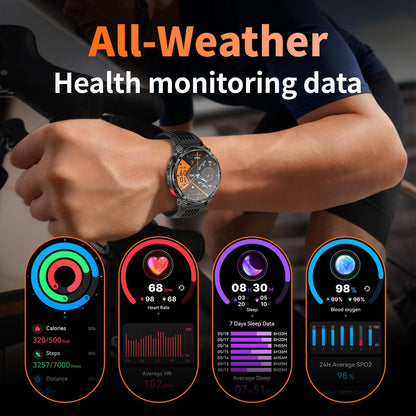 Mens Smart Watch for Android Phones and Iphone,Military Sport Smart Watches for Men Fitness Tracker Watch with Flashlight/Compass/Waterproof/100 Days Battery/Heart Rate/Sleep/100+ Sport Modes