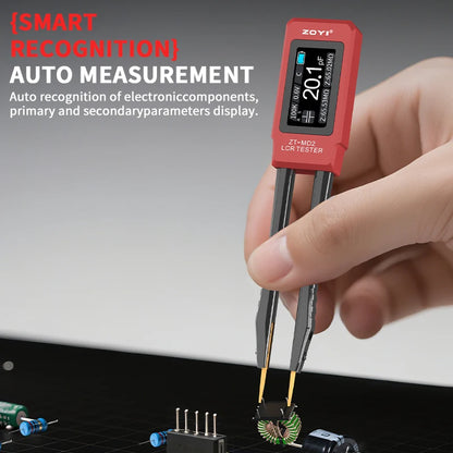ZOYI ZT-MD2 Tweezers LCR Meter Capacitor Resistor Inductor Diode Buzzer Tester  CNC Metal Housing Portable Tool - Red
