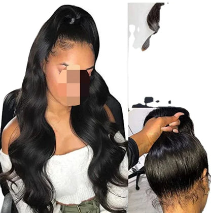 Transparent 13x4 13x6 Lace Wig Hand Tied Weft Raw Indian Virgin Remy Human Hair Natural Soft Comfortable Straight Body Wave Hair