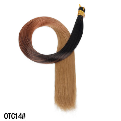 Wholesale Dyed Long Straight Hair Wigs Machine Double Weft High Temperature Fiber Braided Bulk Hair Bundle 150g