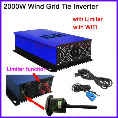 2000W Wind Power Grid Tie Inverter with Dump Load Controller/Resistor for 3 Phase 48v 60v Wind Generator with Wifi Plug Limiter