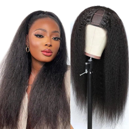 Human Hair Wig Glueless No Leave Natural Looking Middle Part U Shape Full Cap Bleach Dye Safe 8-22 Inch Lengths