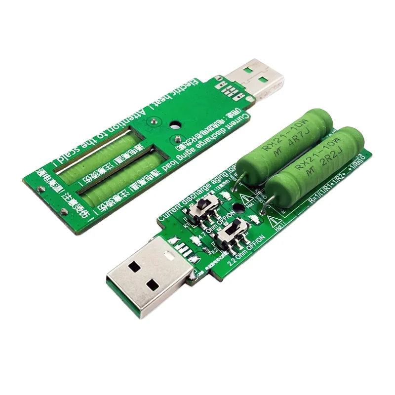 USB Resistor DC Electronic Load 2 Switch Adjustable Current 5V 1A/2A/3A Battery Capacity Voltage Discharge Resistance Tester
