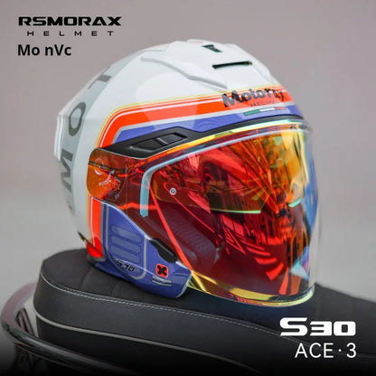 Motorax S30 Dual Visor Half Helmet Summer Riding Safety Helmet for Men and Women