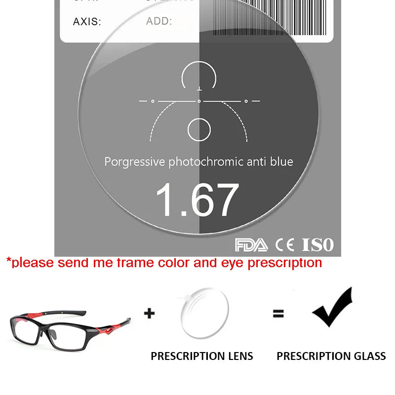 Progressive Prescription Running Glasses Sports Glasses Football Basketball Eyeglasses Photochromic Lens