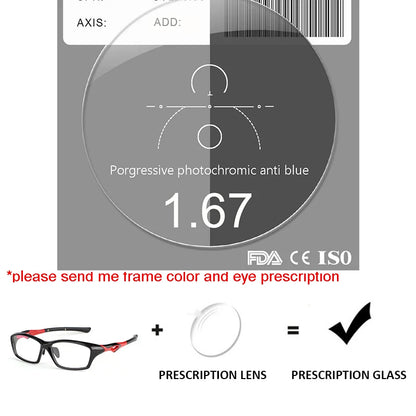 Progressive Prescription Running Glasses Sports Glasses Football Basketball Eyeglasses Photochromic Lens