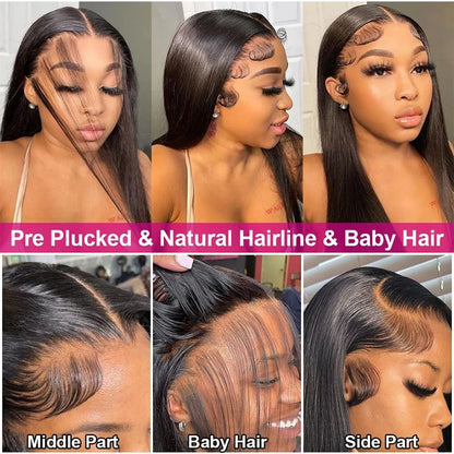 Glueless Cheap Wholesale 100 Natural Raw Indian Long Straight Human Hair Wigs 13x4 HD Transparent Lace Front Wigs Pre Plucked