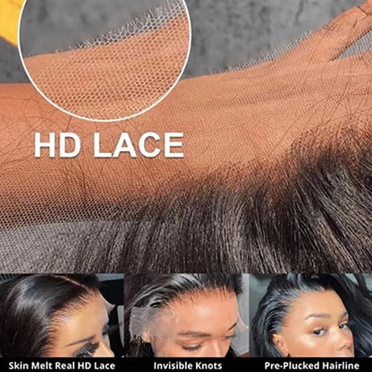 Raw Brazilian & Vietnamese Human Hair Glueless Lace Front Transparent for Lace Wig with Deep Wave Black Women's HD Full Lace