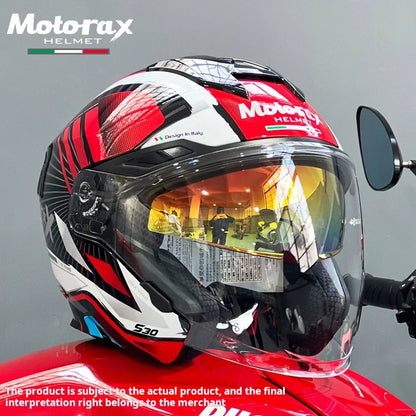 Motorax S30 Dual Visor Half Helmet Summer Riding Safety Helmet for Men and Women
