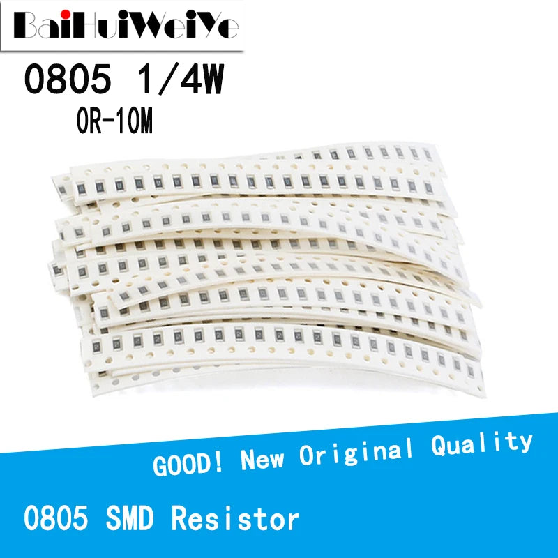 100PCS/LOTE 0805 SMD Resistor 0R-10M 1/4W 0 1 10 100 150 220 330 ohm 1K 2.2K 10K 100K 0R 1R 10R 100R 150R 220R 330R