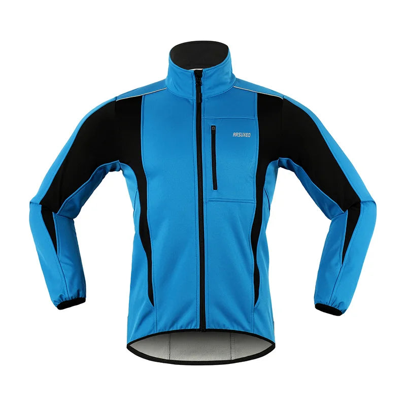 ARSUXEO Men's Warm Cycling Jacket Fleece Bike Jersey Windproof Waterproof Softshell Coat Bicycle Clothing Motorcycle Raincoat