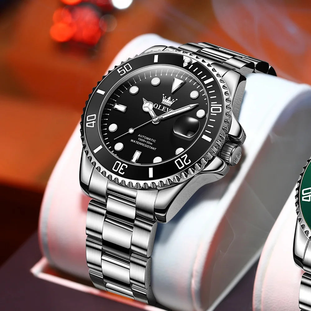 OLEVS 6650 Luxury Automatic Watch Men Mechanical Movement Waterproof Sports Top Brand Stainless Steel Wristwatch Reloj Hombre