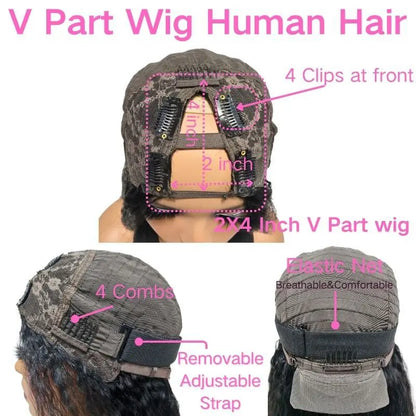 Human Hair Wig Glueless No Leave Natural Looking Middle Part U Shape Full Cap Bleach Dye Safe 8-22 Inch Lengths