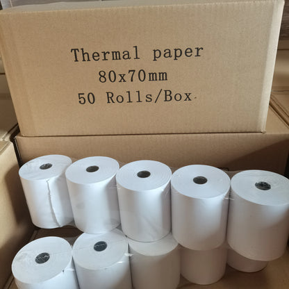 50rolls /box Thermal Paper Rolls 80x70mm  Thermal Printer Paper Roll Made in China