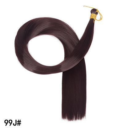 Wholesale Dyed Long Straight Hair Wigs Machine Double Weft High Temperature Fiber Braided Bulk Hair Bundle 150g