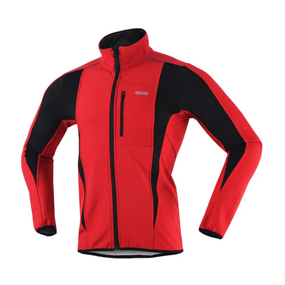 ARSUXEO Men's Warm Cycling Jacket Fleece Bike Jersey Windproof Waterproof Softshell Coat Bicycle Clothing Motorcycle Raincoat