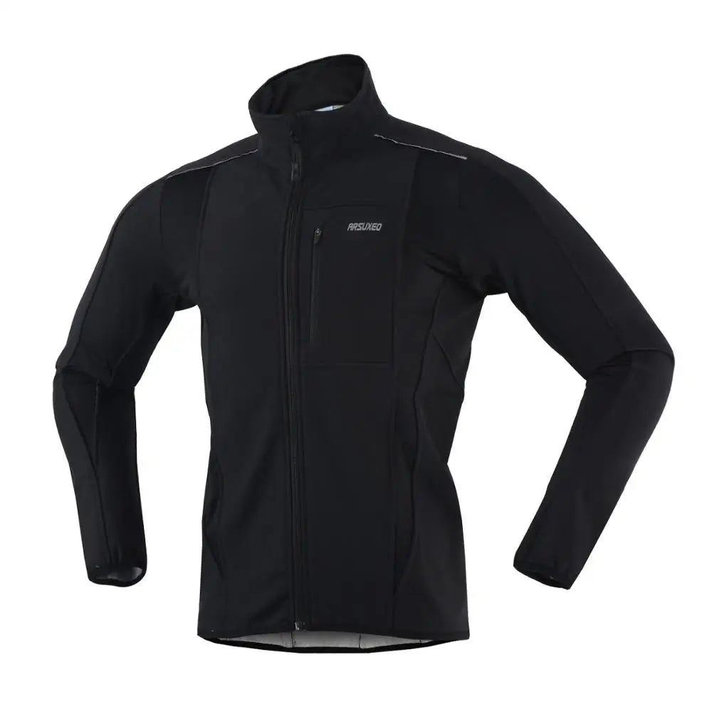 ARSUXEO Men's Warm Cycling Jacket Fleece Bike Jersey Windproof Waterproof Softshell Coat Bicycle Clothing Motorcycle Raincoat